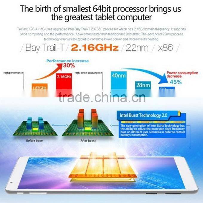 Factory Price Teclast X98 Air 9.7 inch Android Intel CPU 2048x1536P 2+32GB/2+64GB 3G Dual WCDMA Tablet PC