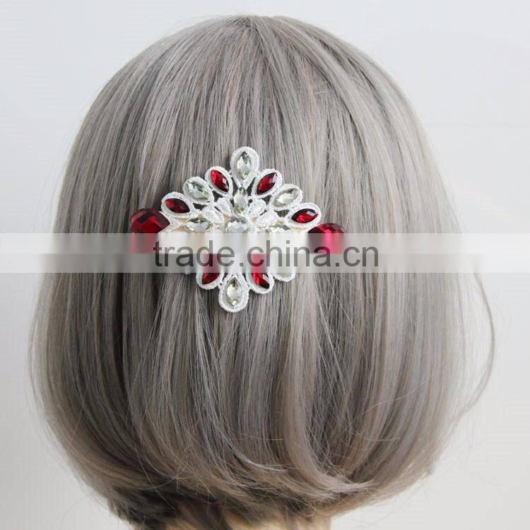 MYLOVE unique hair accessory vintage red crystal white lace hairpins