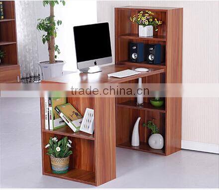 Simple wooden horse like computer desk with bookcase