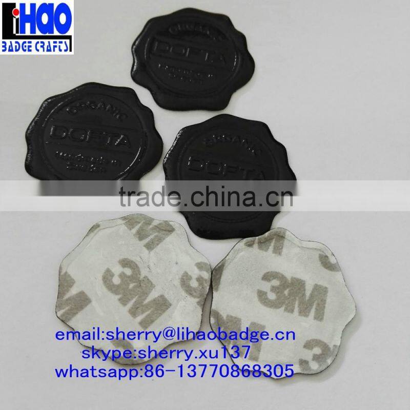 Black color aluminum wax seal sticker/metal logo embossed wax label/metal wax sticker for perfume