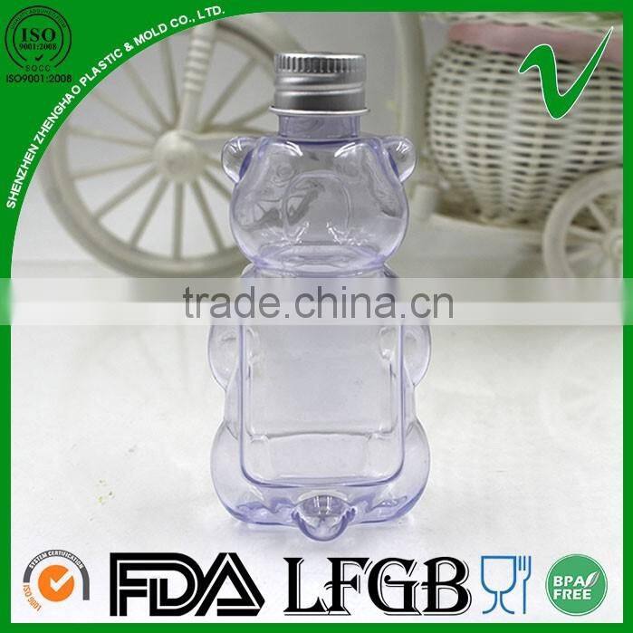 new design clear pvc plastic bottle with aluminium cap