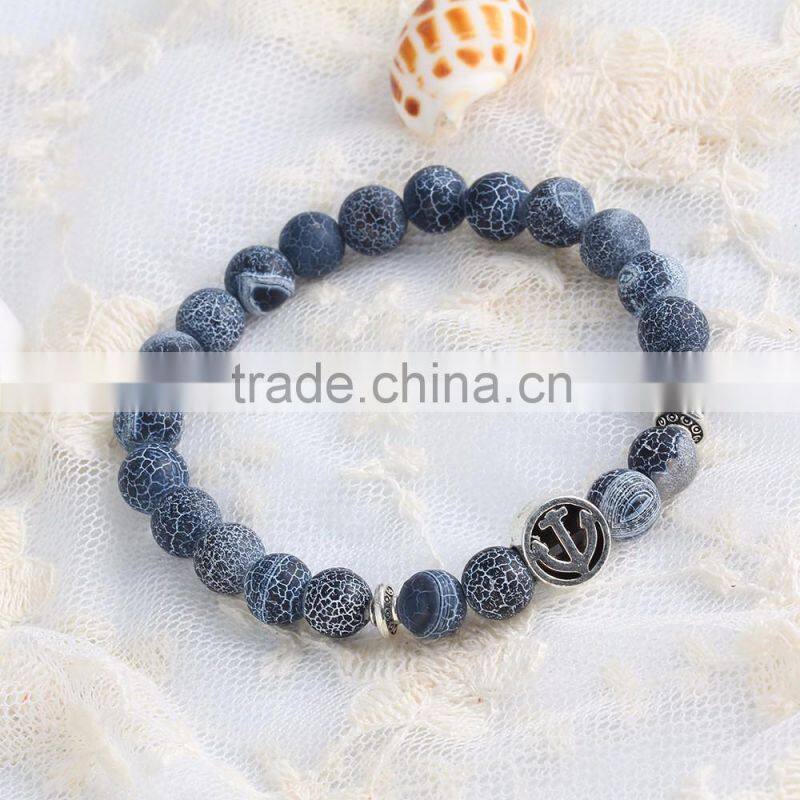 Europe fashionable 2016 SILVER bangle dinosaur stone beads bracelet jewelry