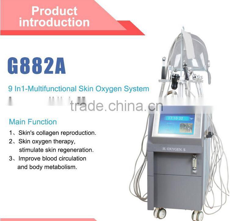 9 in 1 Multipolar rf jet peel water oxygen skin rejuvenation and wrinkle removal machine