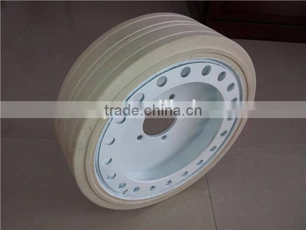 scissor lift platform solid tire with REACH certification and different colors rims with brake