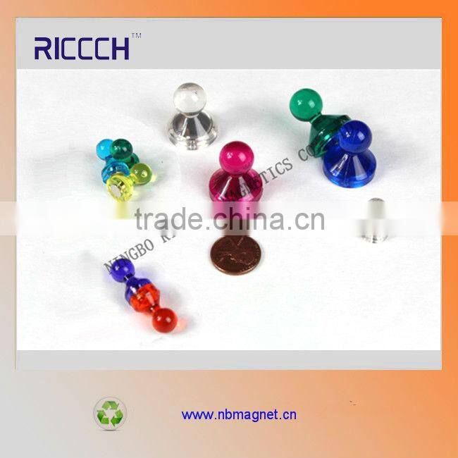 decoration transparent colorful Acrylic NdfeB Magnet pin /Magnet Thumbtacks