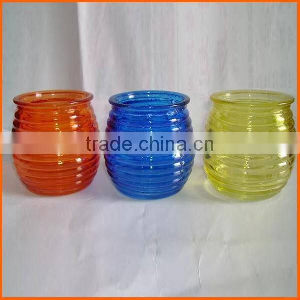 Promotional beautiful colored candle jars glass