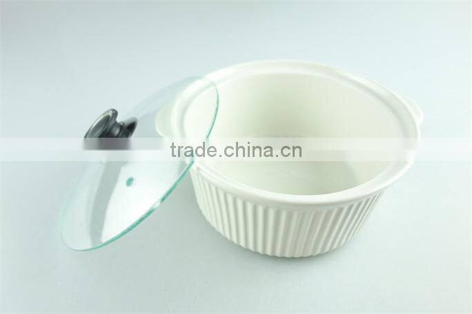 Small cheap ceramic pots/ soup tureen pot with glass lid & handles ceramic stoneware