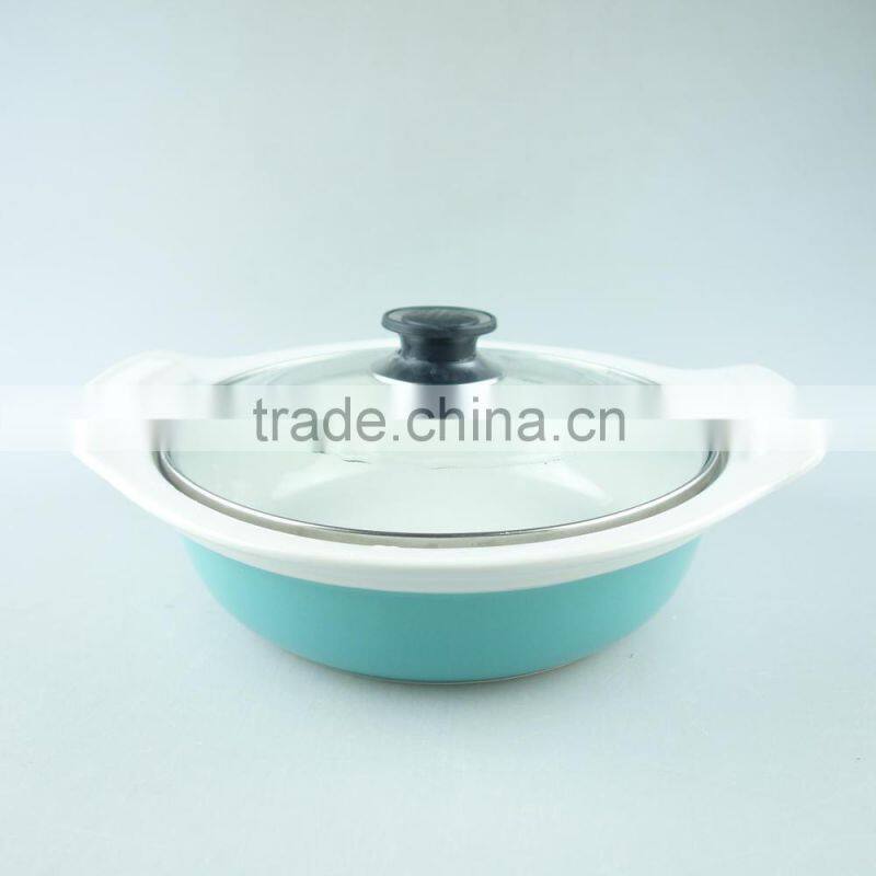 Color glazed ceramic soup tureen /cooking tureen with glass lid in stock