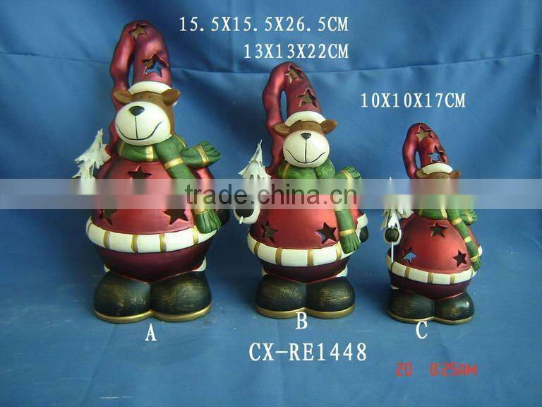 New Ceramic Santa Claus With Led Lights Christmas Decoration