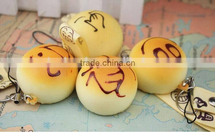 best gift for christmas artificial imitated fake key replica faux lovely Silicone bread food pendant phone chain