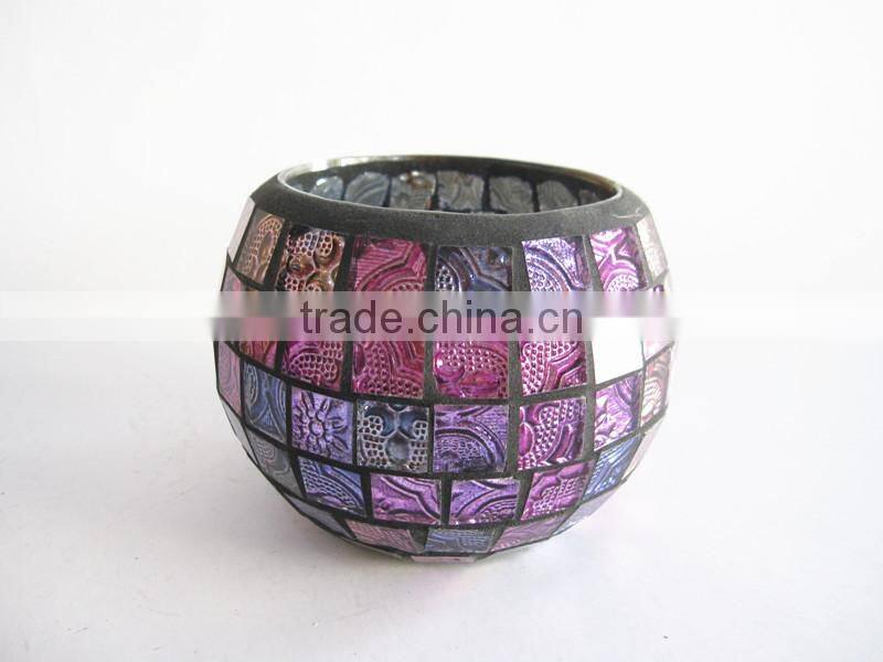 Elegant Ornate Mosaic Votive Candlestick Colored Purple Vintage Wedding Souvenir China