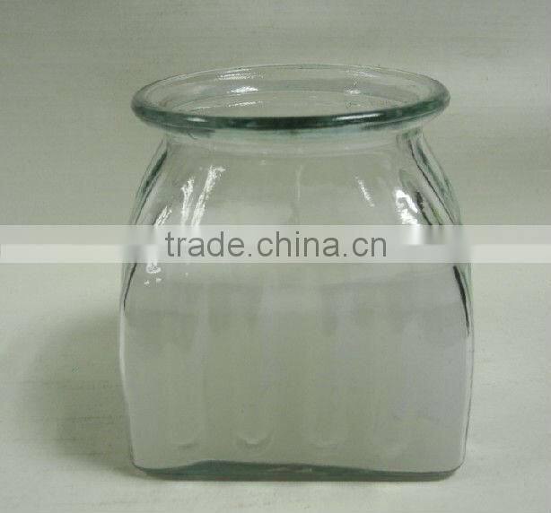 clear square and round mouth glass candle holder