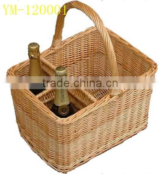 willow wine basket with glass