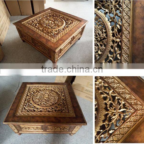MO-0418-01 Antique furniture square coffee table for home decor