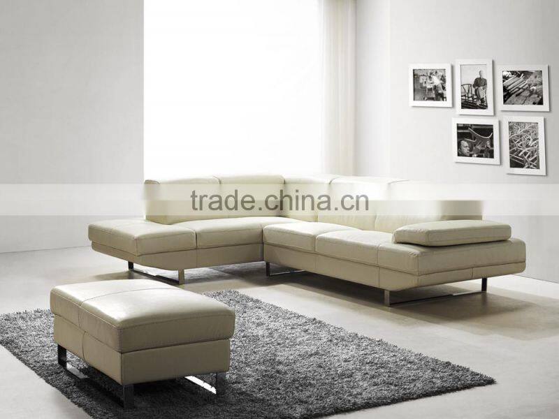 JR8040 elegant chic contemporary coffee color cow leather L shape living room luxury sofa set home furniture new