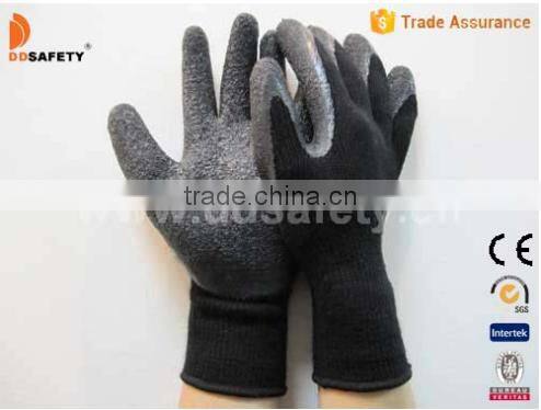 DDSAFETY Black T/C Napping Lining Black Latex Coating Safety Cotton Industry Gloves