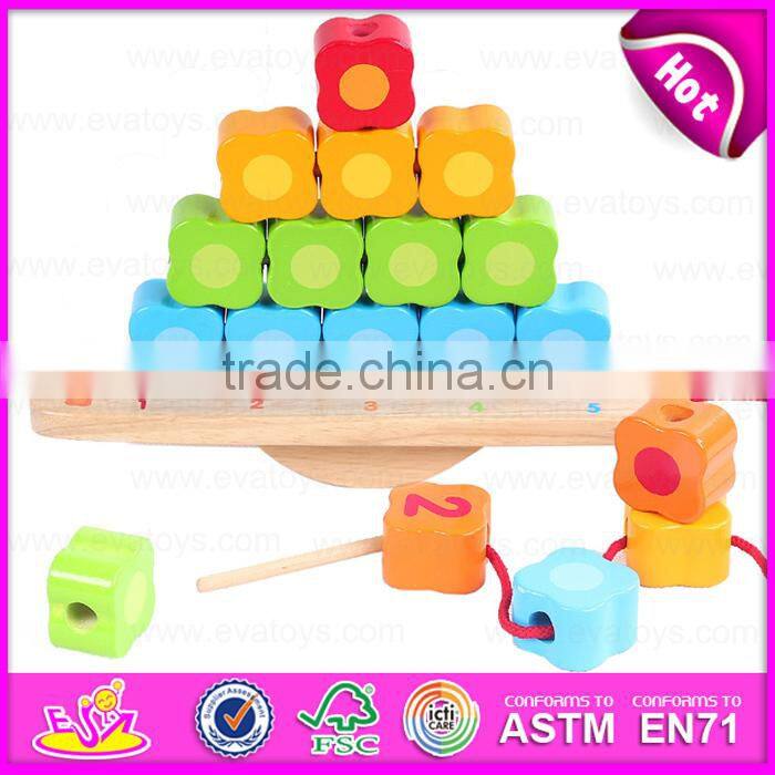 Cute squirrel balance beam educational wooden balance blocks toy for kids W13D091