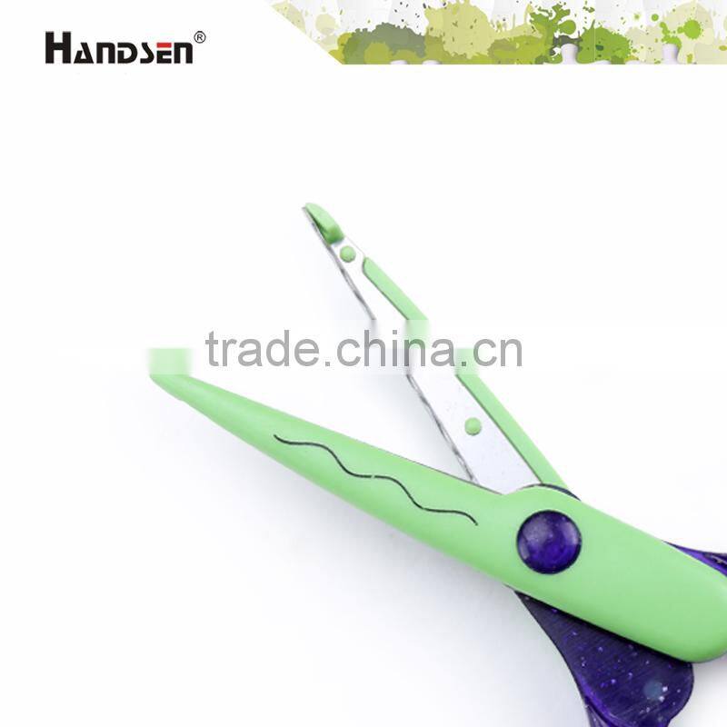 7-1/2" beautiful transparent with glitter handle wave scissors