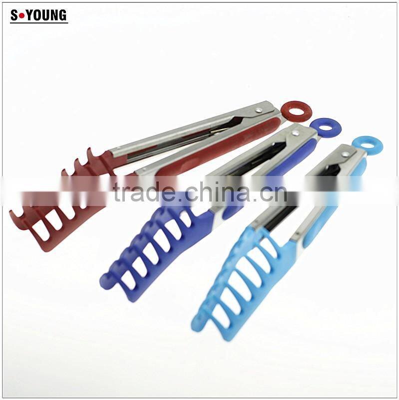 14013 Food Grade Kitchen and Barbecue Grill Tongs Silicone Locking Serving Food Tong