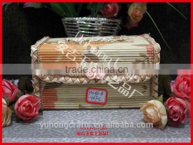 office handmade bamboo tissue box