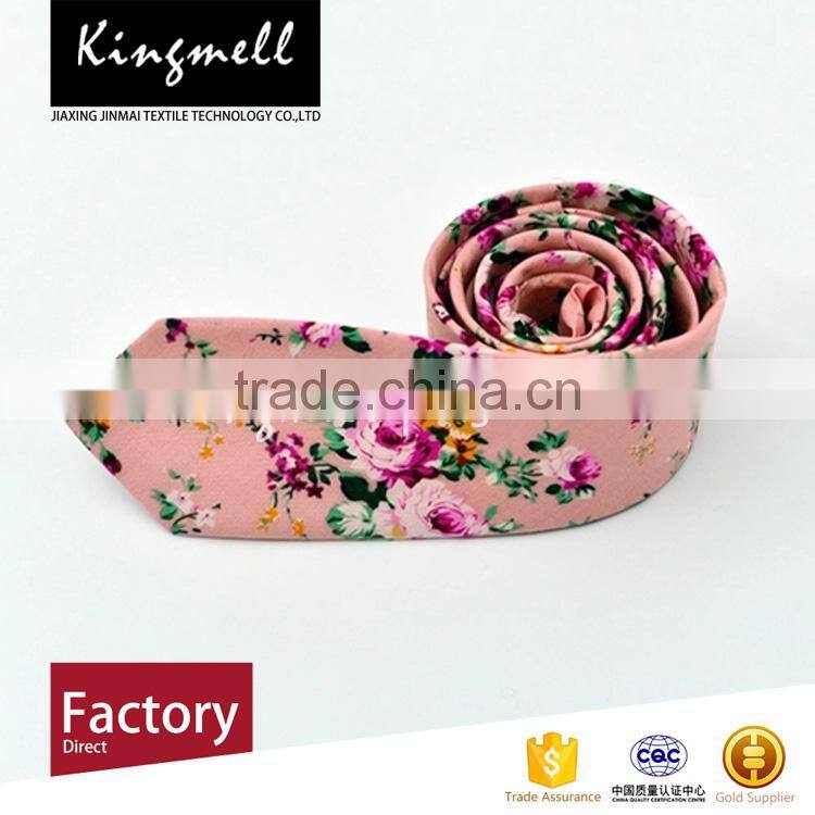 Custom 2017 fashionable digital printing floral cotton male neckties