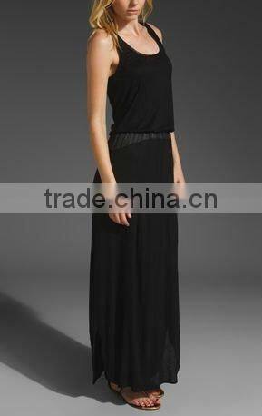 oem!long dress!sleeveless!12DR048 2012 Summer Great Selling Black Maxi Ladies Dress