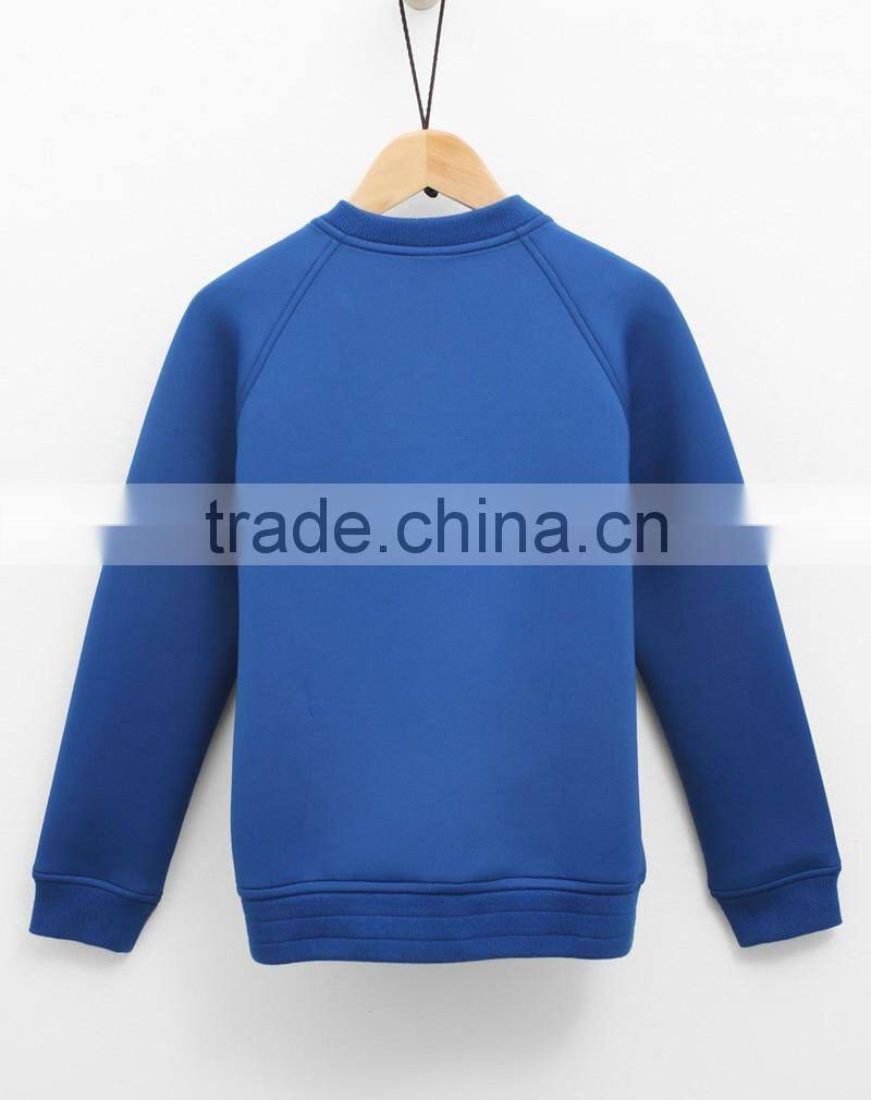zipper fashion 100% cotton childrens spring plain sweatshirt