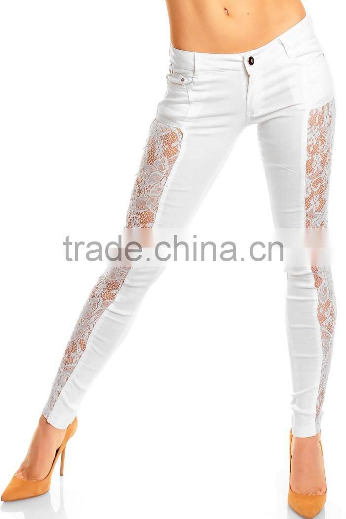 2016 women pants Ladies Casual blue with waist-length Ripped distressed skinny female jeans