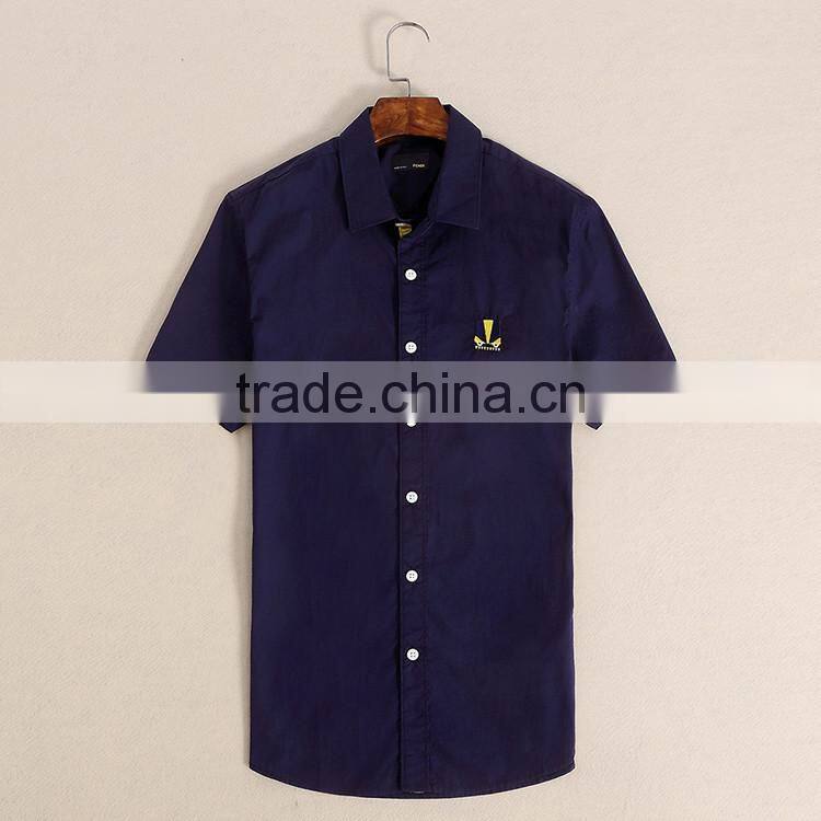 2015 100%cotton Customized feather Embroidered slim fit men dress white school shirt