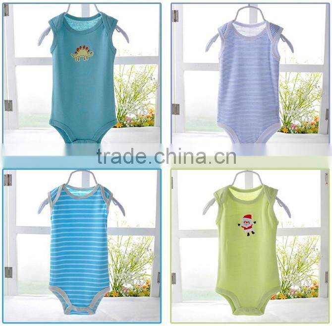 stripe/applique custom made infant organic cotton smocked infant summer romper for boy pattern/baby romper wholesale