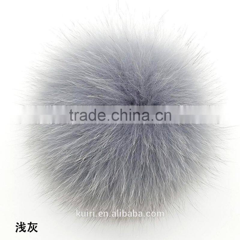 China handmade fox pom poms with 12cm for beanie hat