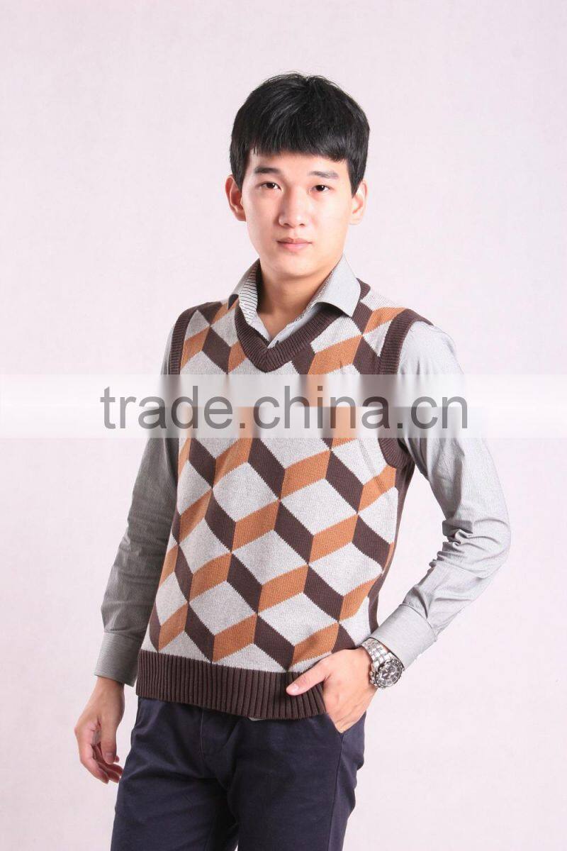 Cotton Knitting Men's Sleeveless Sweater Vest Patterns