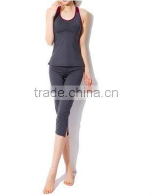 Yellow Woman Jogging Shirts Body Building Sport Wear Aerobics Pant Suit