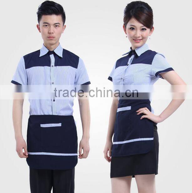 Restaurant Hotel Unisex Waiter Waitress Uniform Breathable Fabric coffee Staff Work Uniform