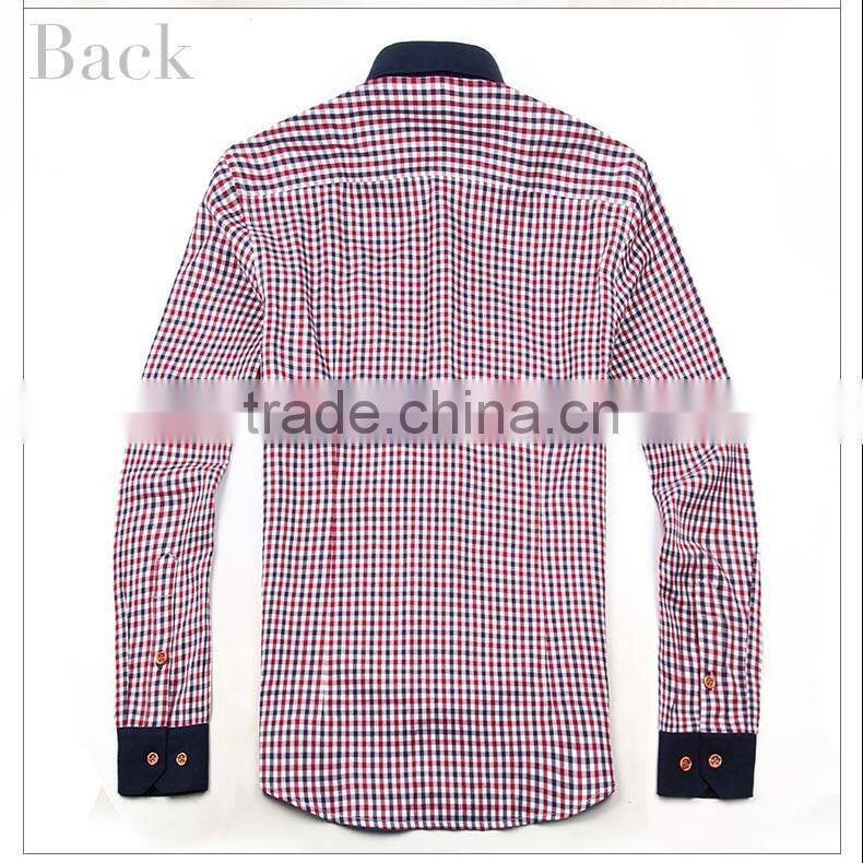 Trendy new model pattern 100% cotton small check shirt for men