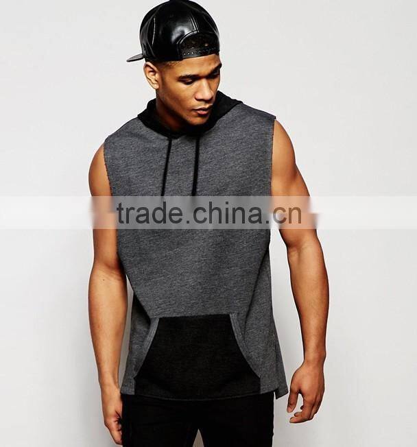 Longline Sleeveless Hoodie With Drop Armhole