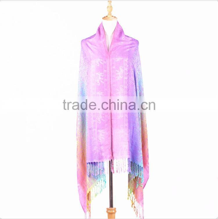 High quality rainbow hajib paisley jacquard pashmina scarf shawl