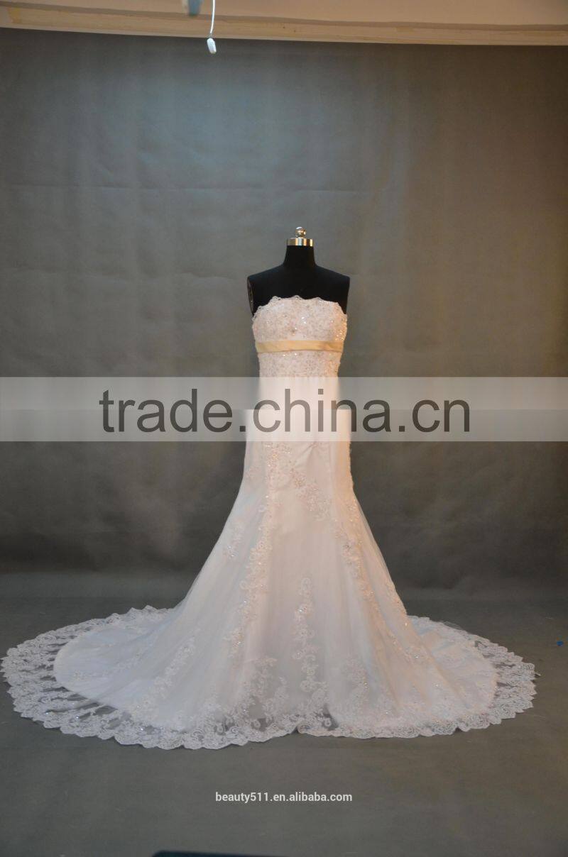 IN STOCK Off-The-Shoulder wedding dress Court train bridal gown SW14