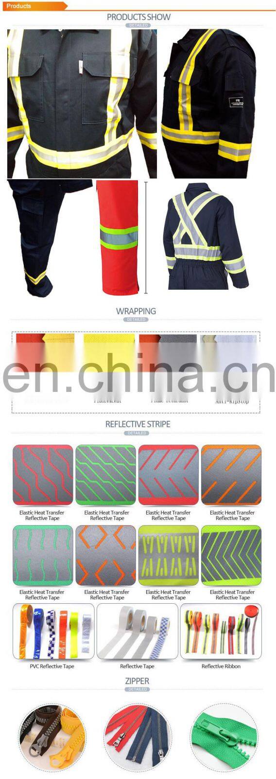 High Performance Orange fire retardant nomex coverall with safety reflective strip used in aviation