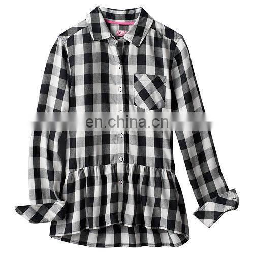 Long Sleeve Kid Shirt, Girls 7- 16 & Plus Size Perfectly Soft Button-Front Peplum Plaid Shirt