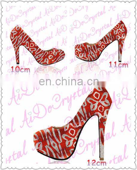 Aidocrystal stiletto pump for dress high heels red pointed toe fashion ladies shoes with crystal