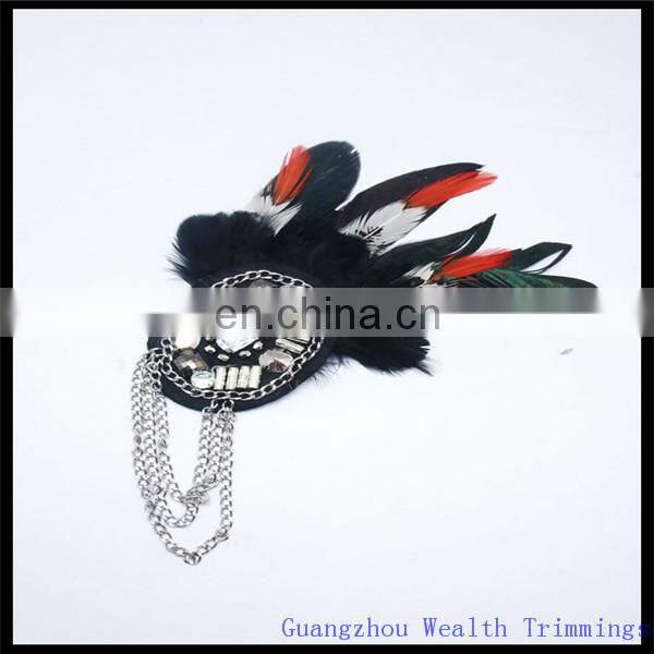 blakc and white feather hair fascinator/hairband/head wear/with chains decoration