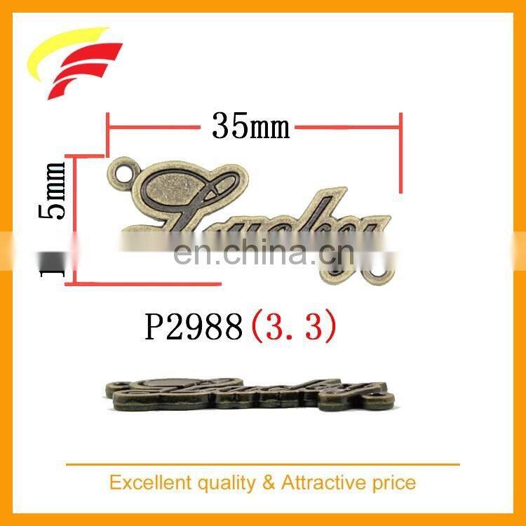 classic zinc alloy metal custom logo label for bag