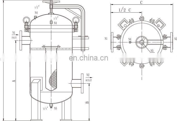 Ss 316 pvc upvc cartridge filter housing for petrochemical industry