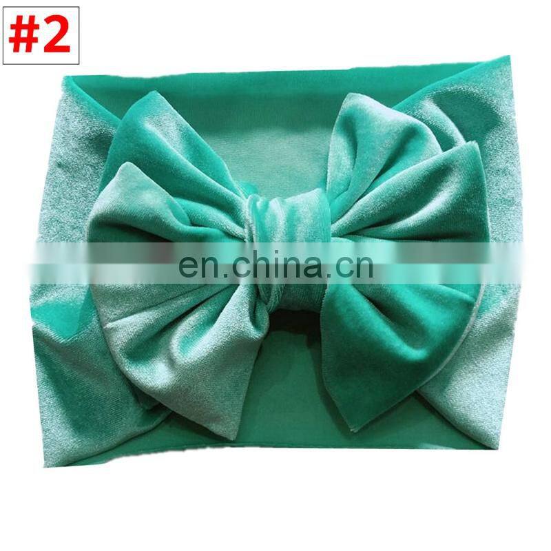 11Colors Girl Pleuche Headband Solid Color Baby Soft hairband with big bow