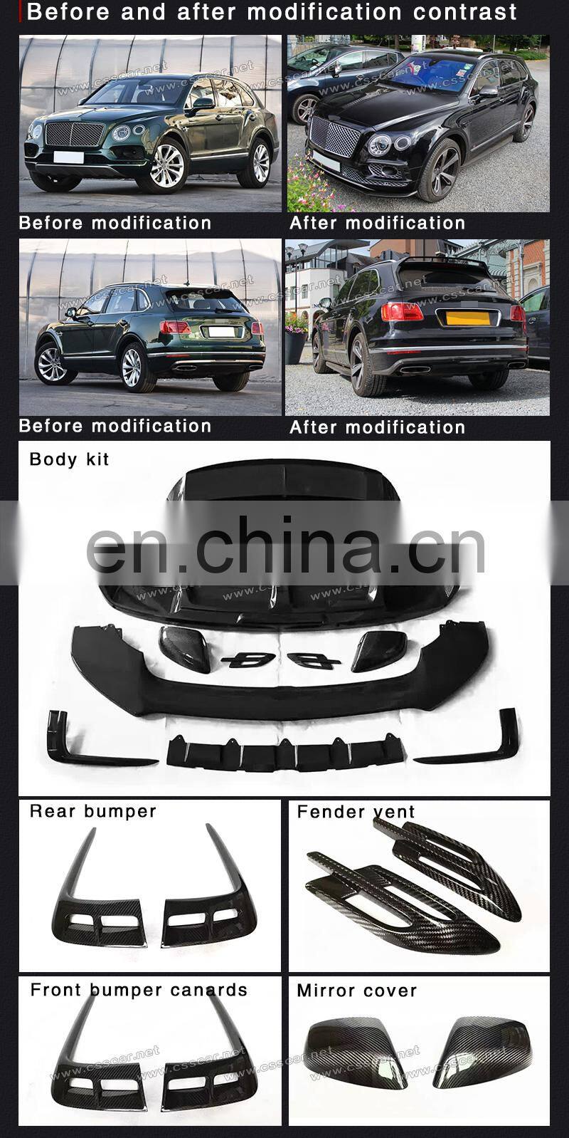 Front Lip Rear Front Bumper Body Kits Car Auto Parts For Bentley Bentayga