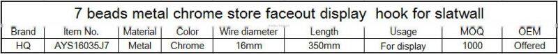 7 beads metal chrome store faceout display hook for slatwall