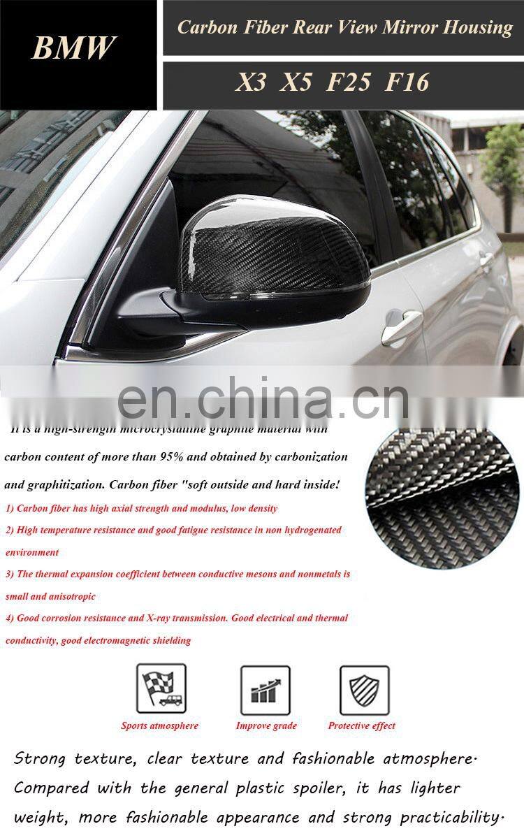 Runde New Arrival Dry Carbon Fiber Rear View Mirror Shell Cover Housing For 2013-2018 BMW X3 X5 F25 F16