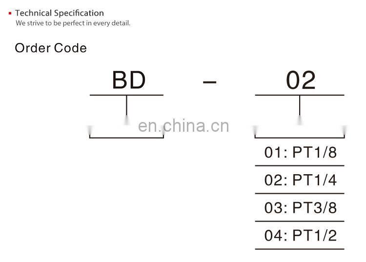 SNS BD Series brass male threaded pneumatic connector easy choke head block copper pipe light fitting