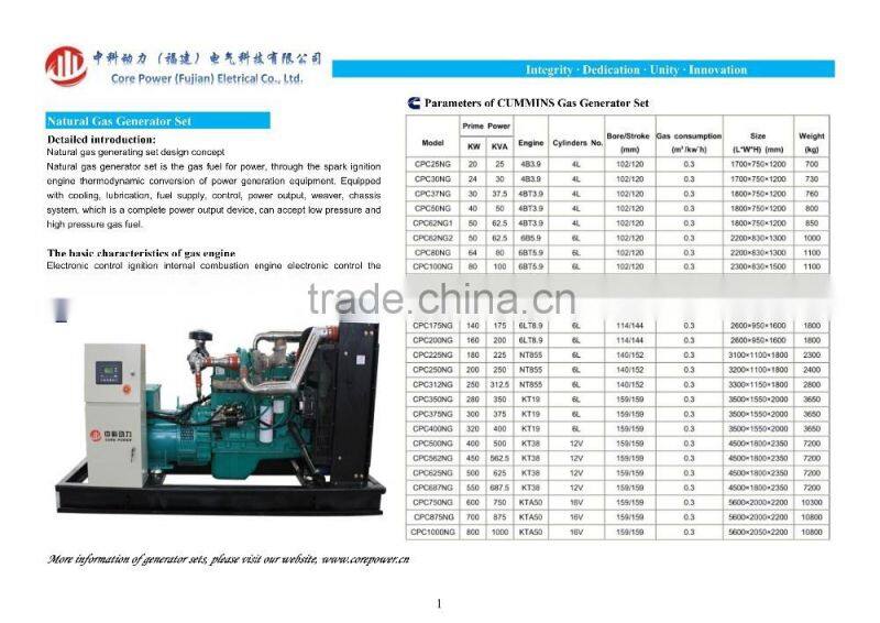 Brand 160kw natural gas genset CHP 400v 50hz